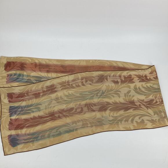 Kevin O’Brien Womens Hand Painted Silk Jacquard Scarf Gold Multi 14 x 72 - Picture 7 of 13